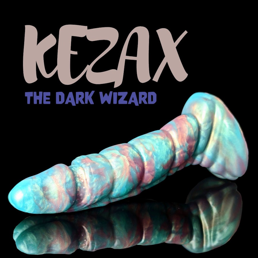 Kezax - Marble Color - Custom Fantasy Ribbed Dildo - Silicone Wizard Style Sex Toy
