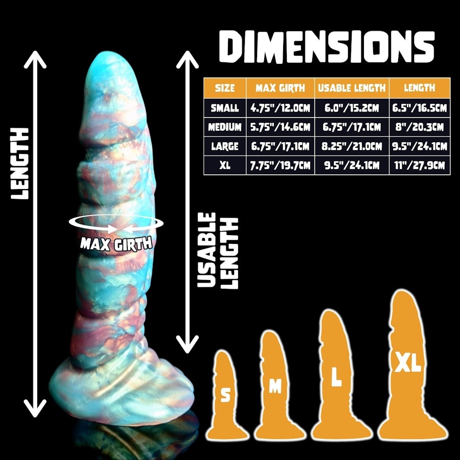 Kezax - Marble Color - Custom Fantasy Ribbed Dildo - Silicone Wizard Style Sex Toy Image # 20517