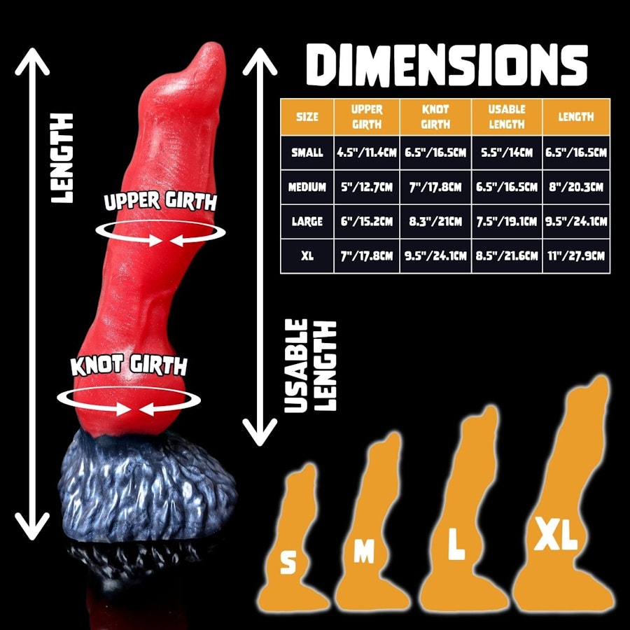 Cerberus - Split Color - Custom Fantasy Dildo with Knot - Silicone Dog Style Sex Toy Image # 20286