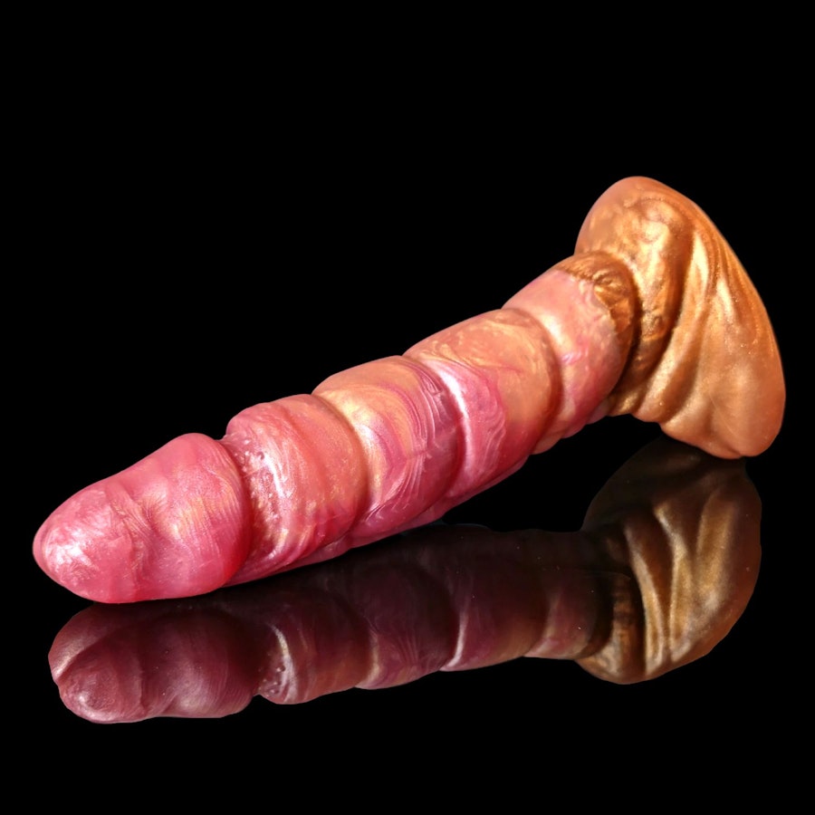Kezax - Split Color - Custom Fantasy Ribbed Dildo - Silicone Wizard Style Sex Toy Image # 20486