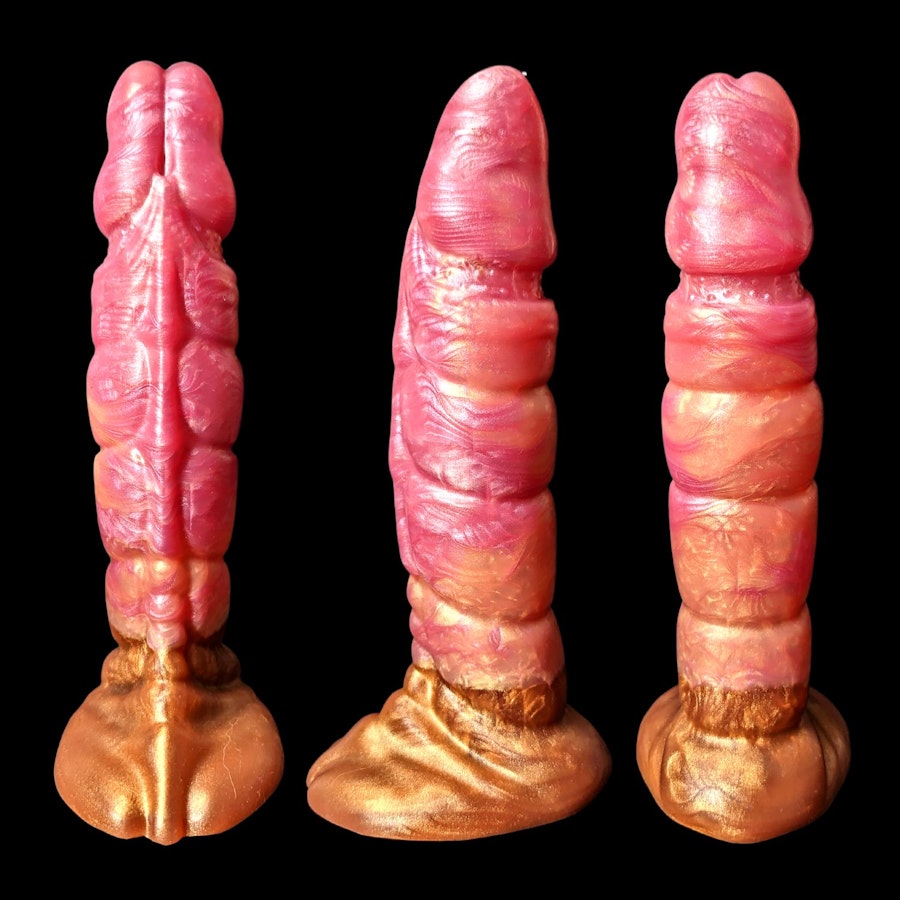 Kezax - Split Color - Custom Fantasy Ribbed Dildo - Silicone Wizard Style Sex Toy Image # 20488