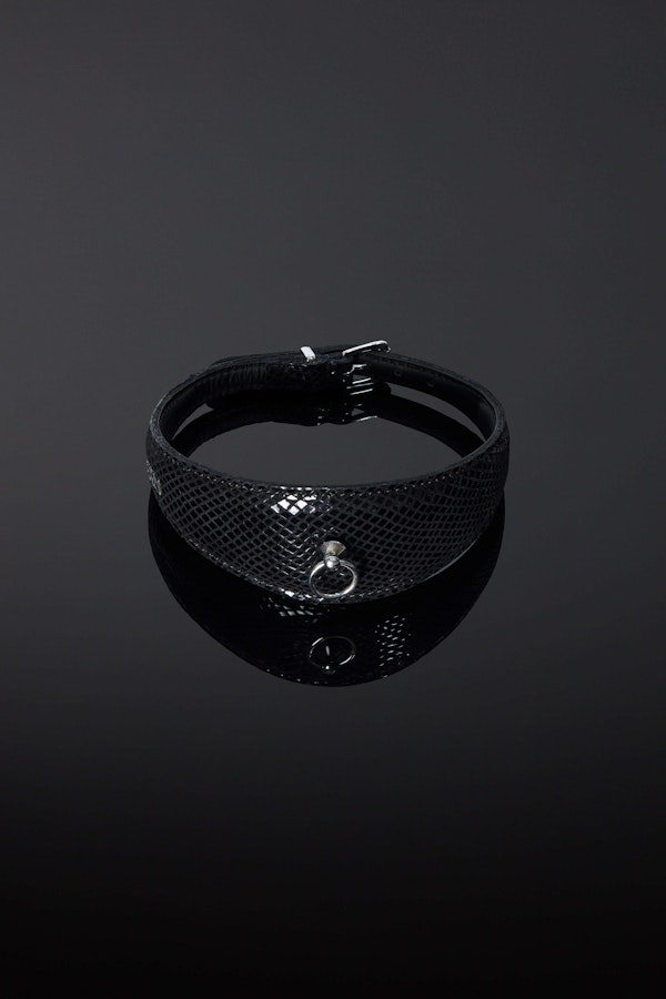 Serpens Embossed Snake Skin Leather Bondage Collar