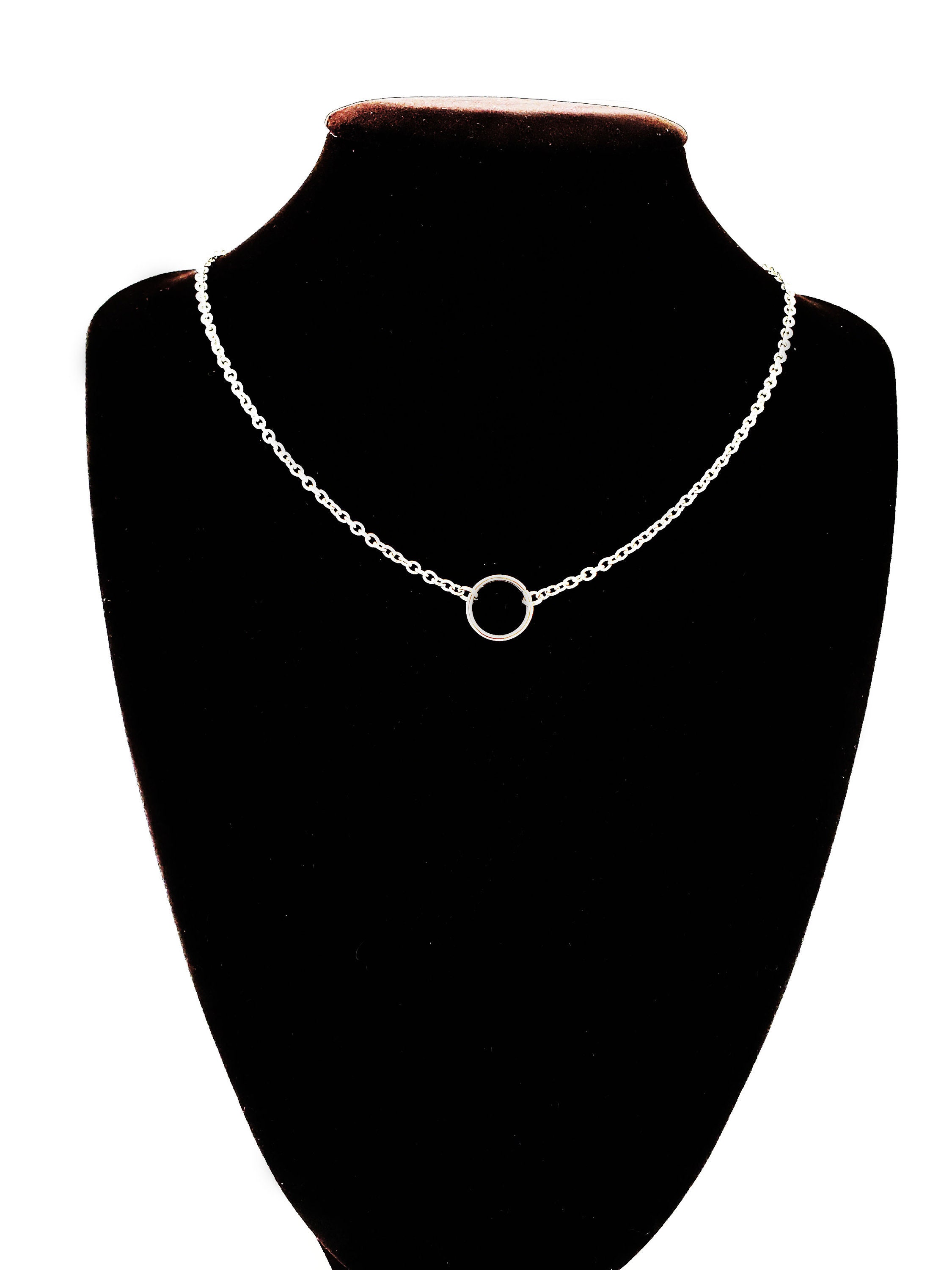 Stainless Steel Circle of O Necklace, Discreet Day Collar, 24/7 BDSM Submissive Collar, Choker photo