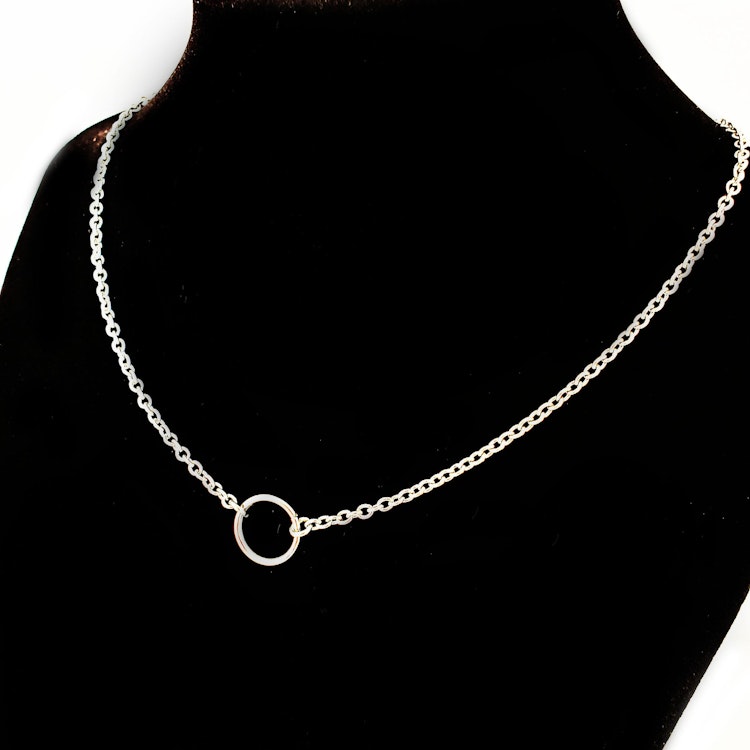 Stainless Steel Circle of O Necklace, Discreet Day Collar, 24/7 BDSM Submissive Collar, Choker photo