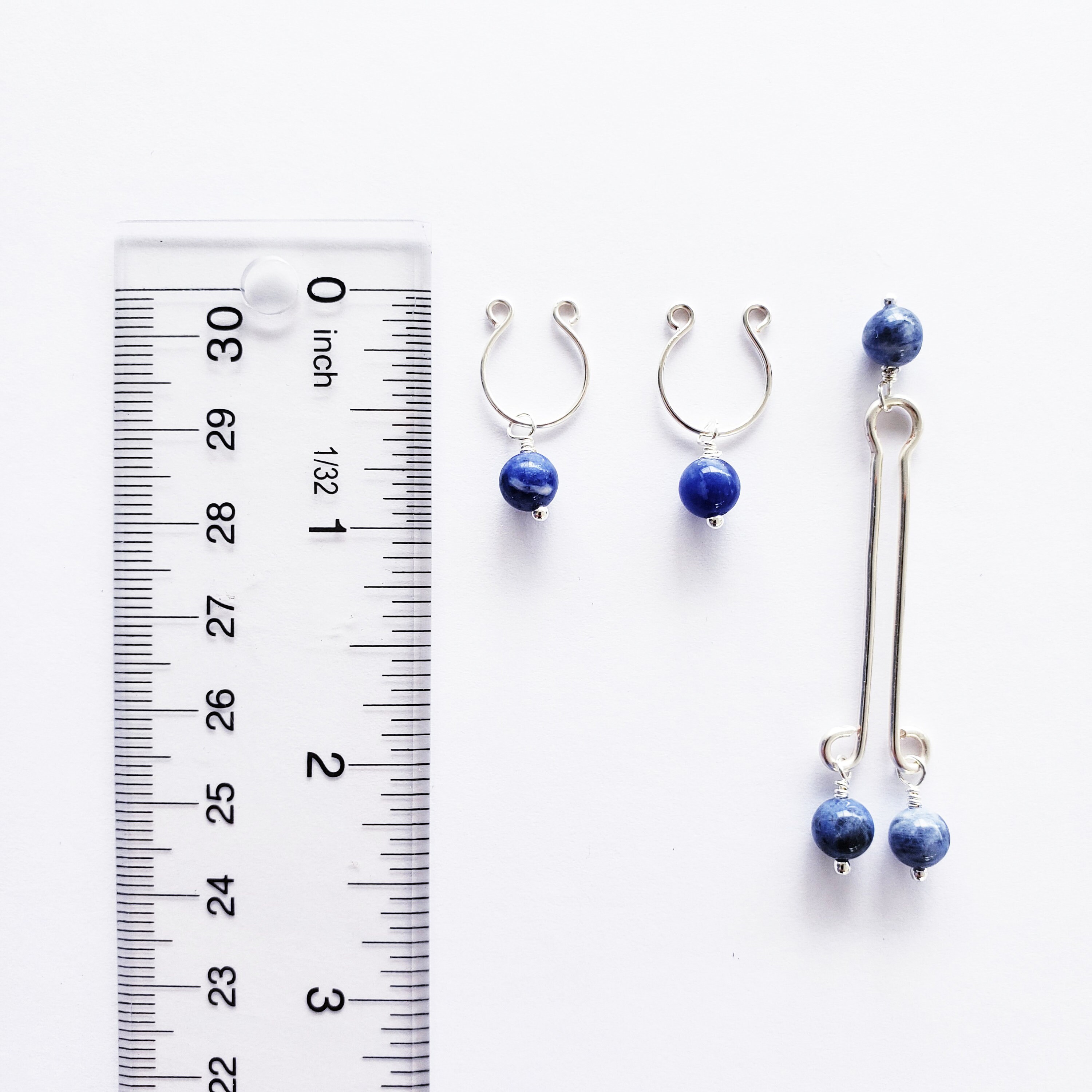 Non Piercing Nipple Rings and Labia Clip Set. Non Piercing. With Blue Stone Beads. Not Pierced Intimate Body Jewelry for Women, BDSM, MATURE photo