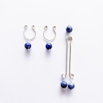 Non Piercing Nipple Rings and Labia Clip Set. Non Piercing. With Blue Stone Beads. Not Pierced Intimate Body Jewelry for Women, BDSM, MATURE Thumbnail # 28542