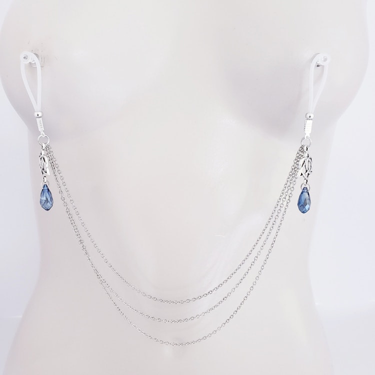 Non Piercing Nipple Chains with Triquetra and Heart Pendants with Nipple Nooses or Clamps. MATURE, BDSM photo