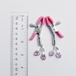 Pink Adjustable Nipple Clamps with Gemstone Heart Cherry Pendants. MATURE, DDLG, BDSM Thumbnail # 28899