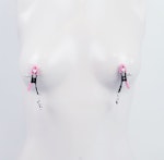Pink Adjustable Nipple Clamps with Gemstone Heart Cherry Pendants. MATURE, DDLG, BDSM Thumbnail # 28900
