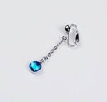 Non Piercing VCH Clip with Stainless Steel Chain and Blue Gemstone. Vaginal Clitoral Jewelry, MATURE, BDSM Thumbnail # 28839