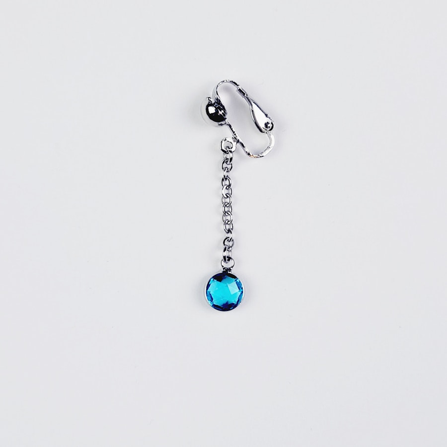 Non Piercing VCH Clip with Stainless Steel Chain and Blue Gemstone. Vaginal Clitoral Jewelry, MATURE, BDSM Image # 28841