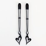 Nipple Clamps, Black Tweezer Clamps with Black Hearts. Set of Two. MATURE, Non Piercing Nipple, BDSM Thumbnail # 28859