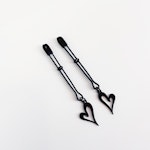Nipple Clamps, Black Tweezer Clamps with Black Hearts. Set of Two. MATURE, Non Piercing Nipple, BDSM Thumbnail # 28860