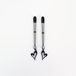 Nipple Clamps, Black Tweezer Clamps with Black Hearts. Set of Two. MATURE, Non Piercing Nipple, BDSM Thumbnail # 28864