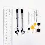 Nipple Clamps, Black Tweezer Clamps with Black Hearts. Set of Two. MATURE, Non Piercing Nipple, BDSM Thumbnail # 28862