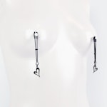 Nipple Clamps, Black Tweezer Clamps with Black Hearts. Set of Two. MATURE, Non Piercing Nipple, BDSM Thumbnail # 28863