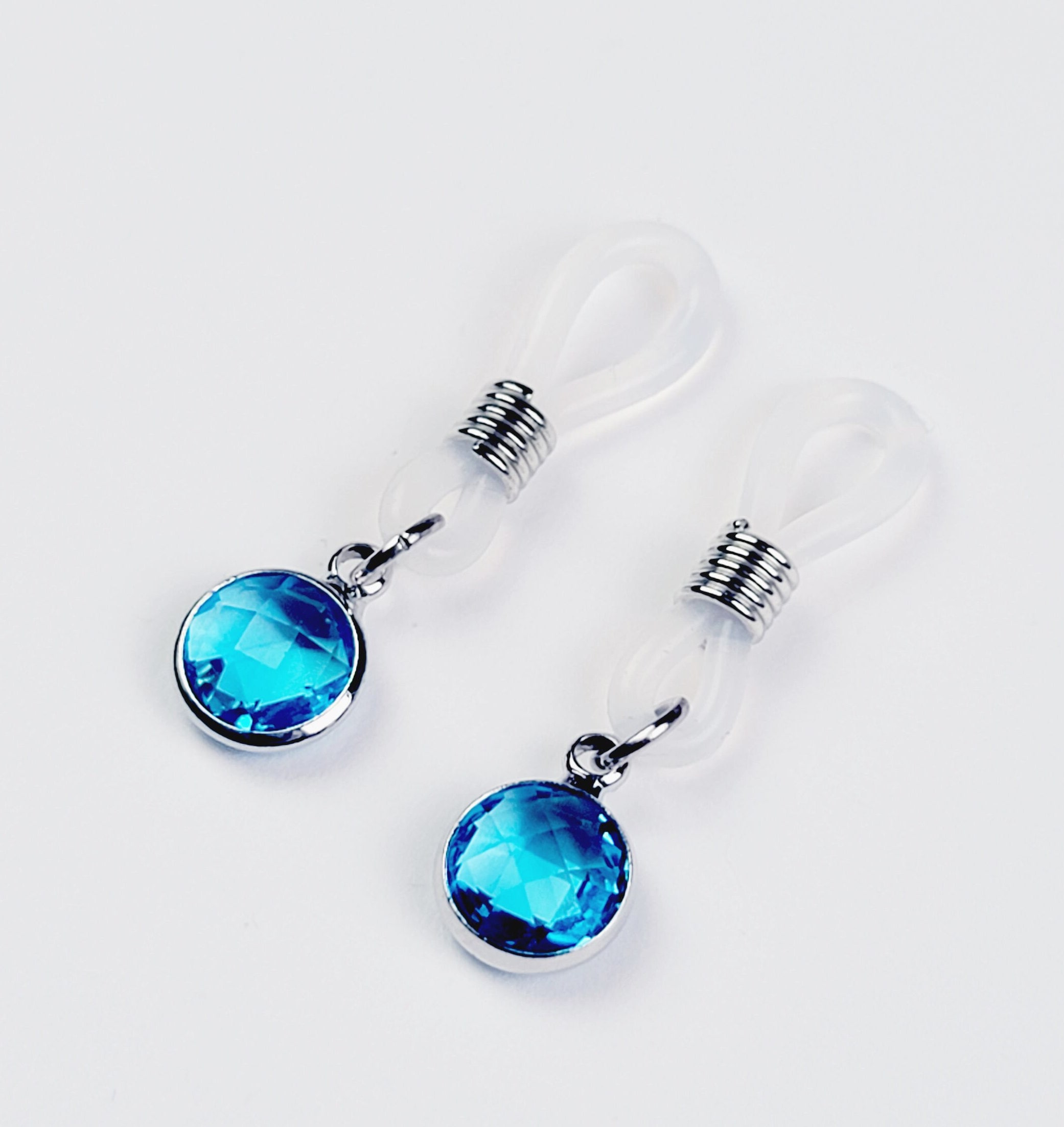 Non Piercing Nipple Nooses with Blue Gemstone. Small Nipple Dangles, Not Pierced. MATURE photo