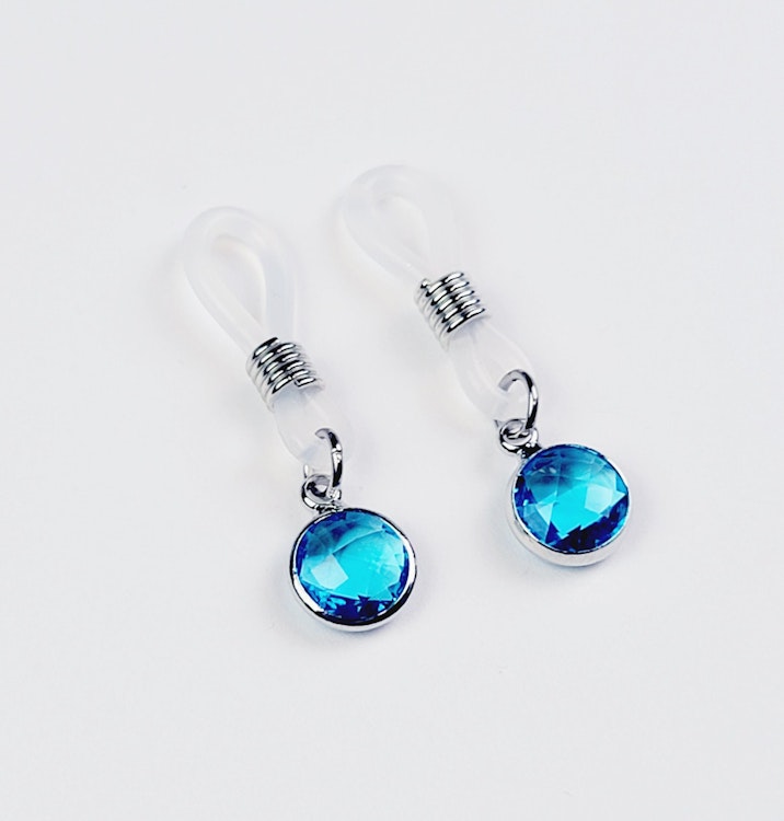 Non Piercing Nipple Nooses with Blue Gemstone. Small Nipple Dangles, Not Pierced. MATURE photo