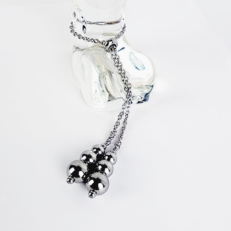 Stainless Steel Weighted Penis Chain Noose. Thick Chain and Heavy Beads. photo
