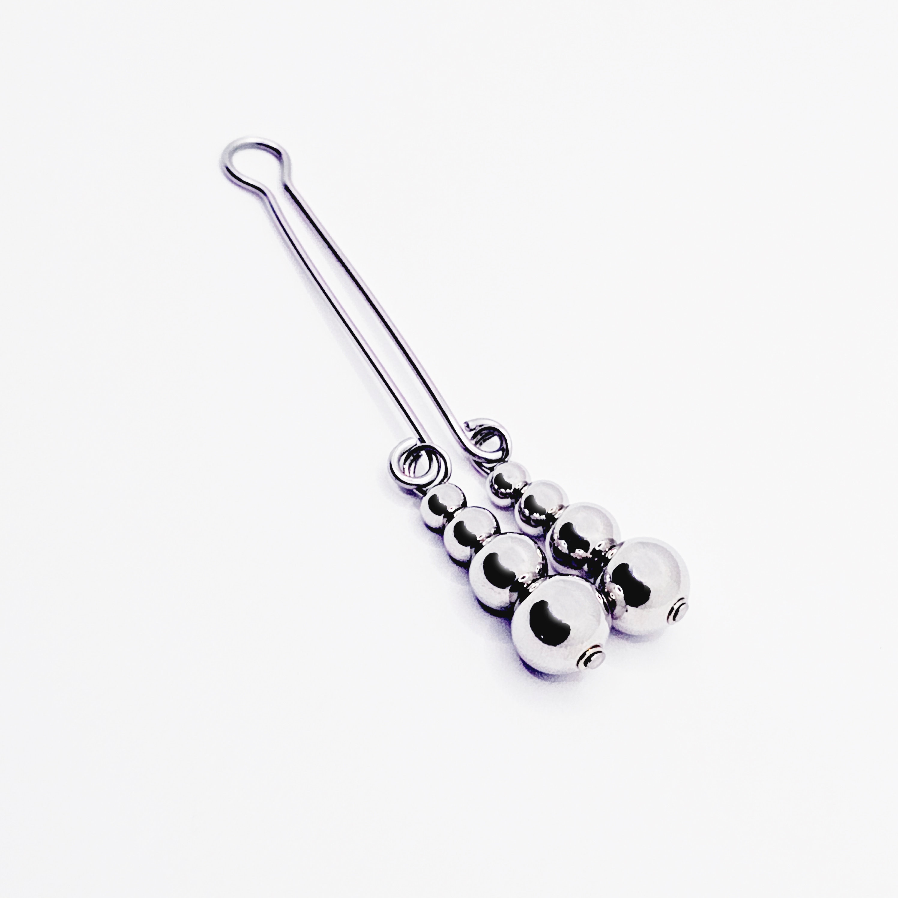 Stainless Steel Clit Clamp / Labia Clip with Lightly Weighted Beads. Mature Listing, BDSM Gear for Submissive photo