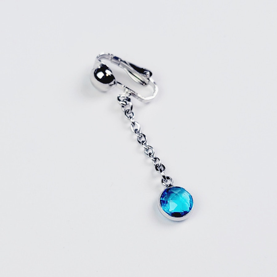 Non Piercing VCH Clip with Stainless Steel Chain and Blue Gemstone. Vaginal Clitoral Jewelry, MATURE, BDSM