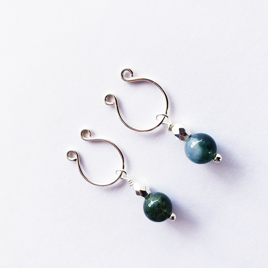 Non Piercing Nipple Rings with Jasper Dangles. MATURE. Intimate Body Jewelry for Women, Not Pierced. Image # 29021