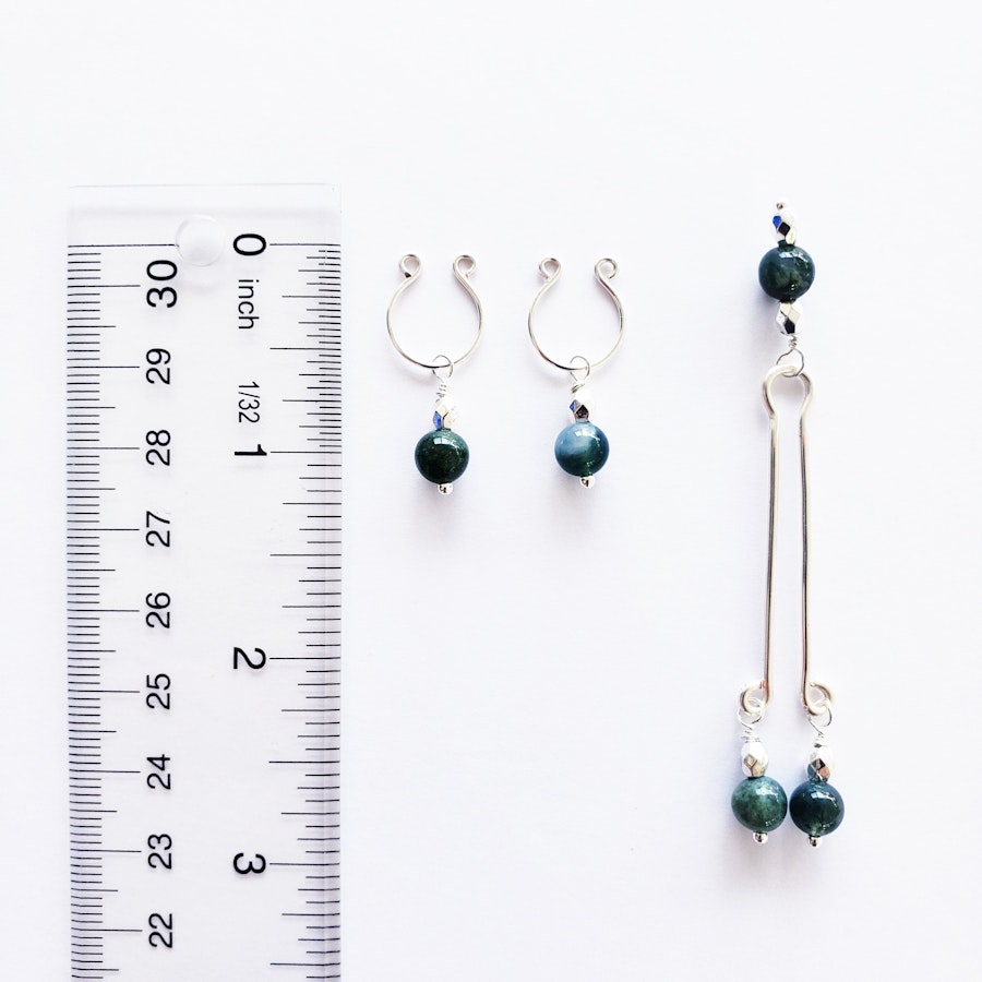 Non Piercing Nipple Rings with Jasper Dangles. MATURE. Intimate Body Jewelry for Women, Not Pierced. Image # 29024