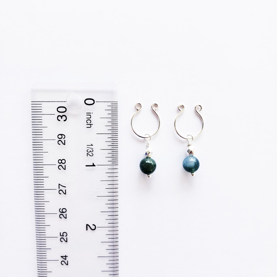 Non Piercing Nipple Rings with Jasper Dangles. MATURE. Intimate Body Jewelry for Women, Not Pierced. Image # 29019