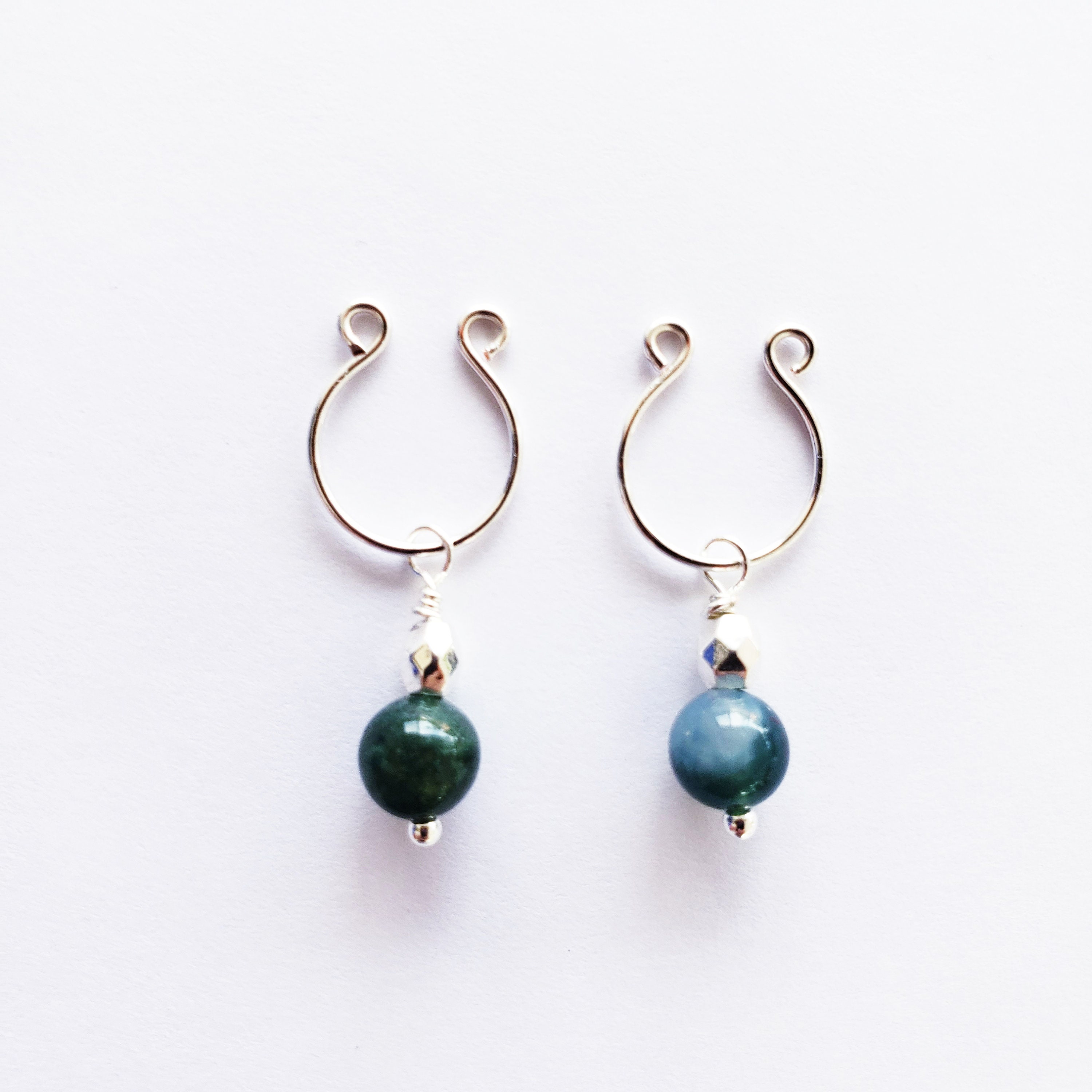 Non Piercing Nipple Rings with Jasper Dangles. MATURE. Intimate Body Jewelry for Women, Not Pierced. photo
