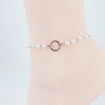 Stainless Steel Circle of O Anklet for Submissive with Pearls. Discreet Day Collar Ankle Bracelet. 24/7 wear, BDSM Thumbnail # 29088