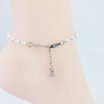 Stainless Steel Circle of O Anklet for Submissive with Pearls. Discreet Day Collar Ankle Bracelet. 24/7 wear, BDSM Thumbnail # 29090