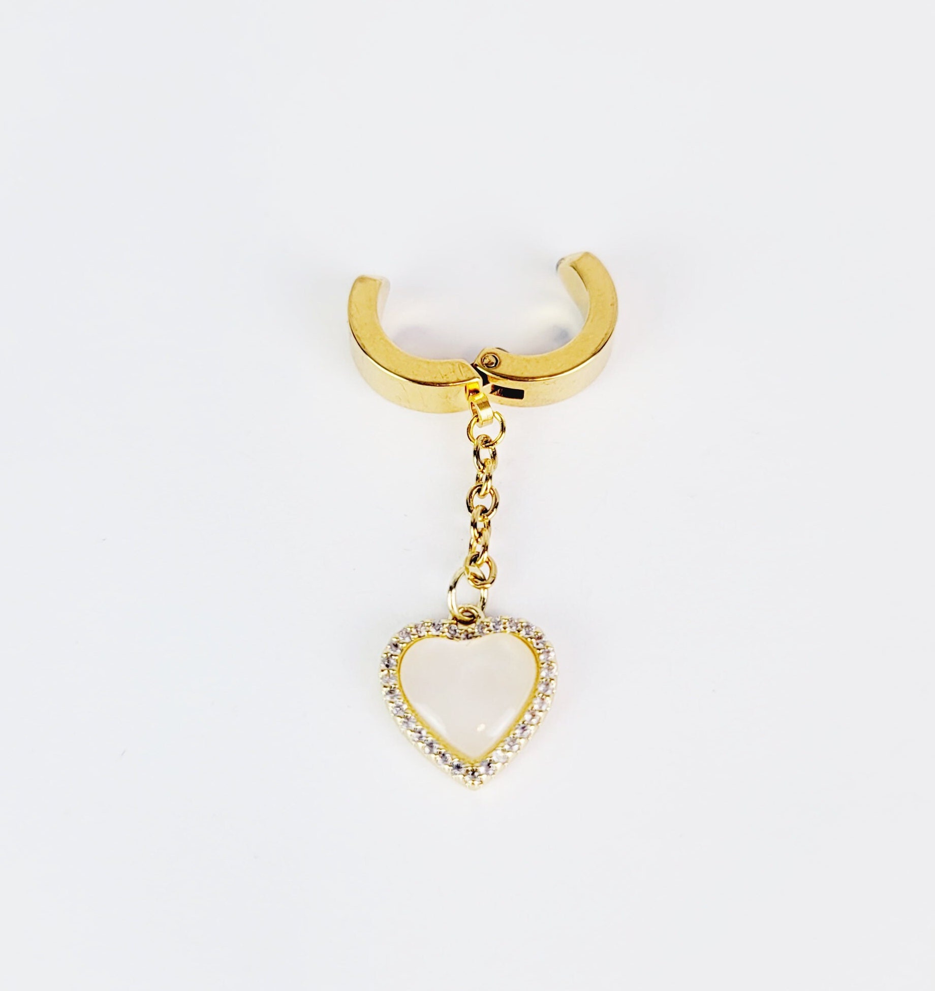 Intimate Jewelry Clip. Non Piercing Gold Stainless Steel Dangling Heart VCH Clip. MATURE photo