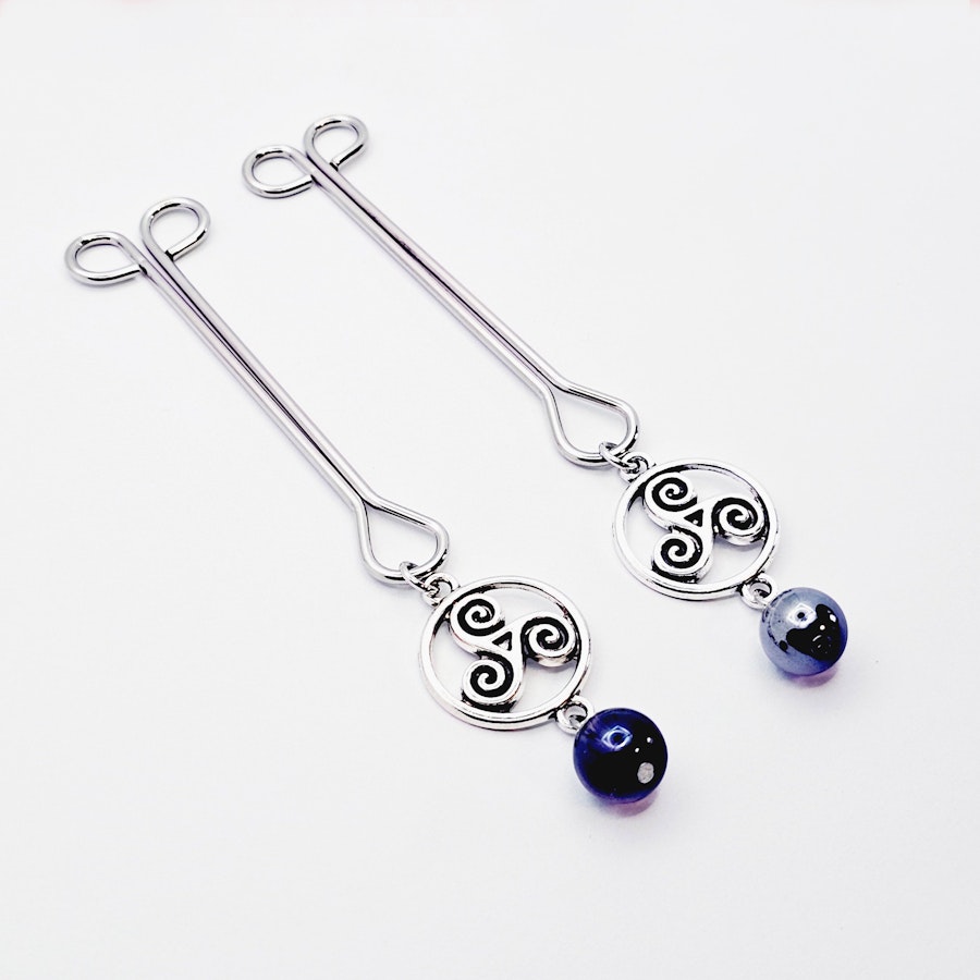 BDSM Nipple Clamps with Triskelion. Mature Listing.