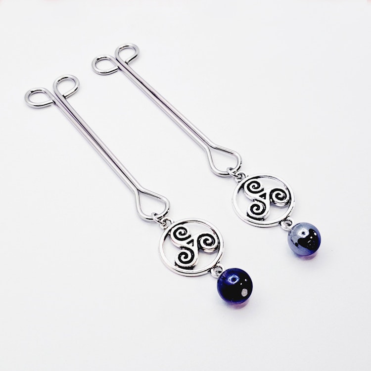 BDSM Nipple Clamps with Triskelion. Mature Listing. photo