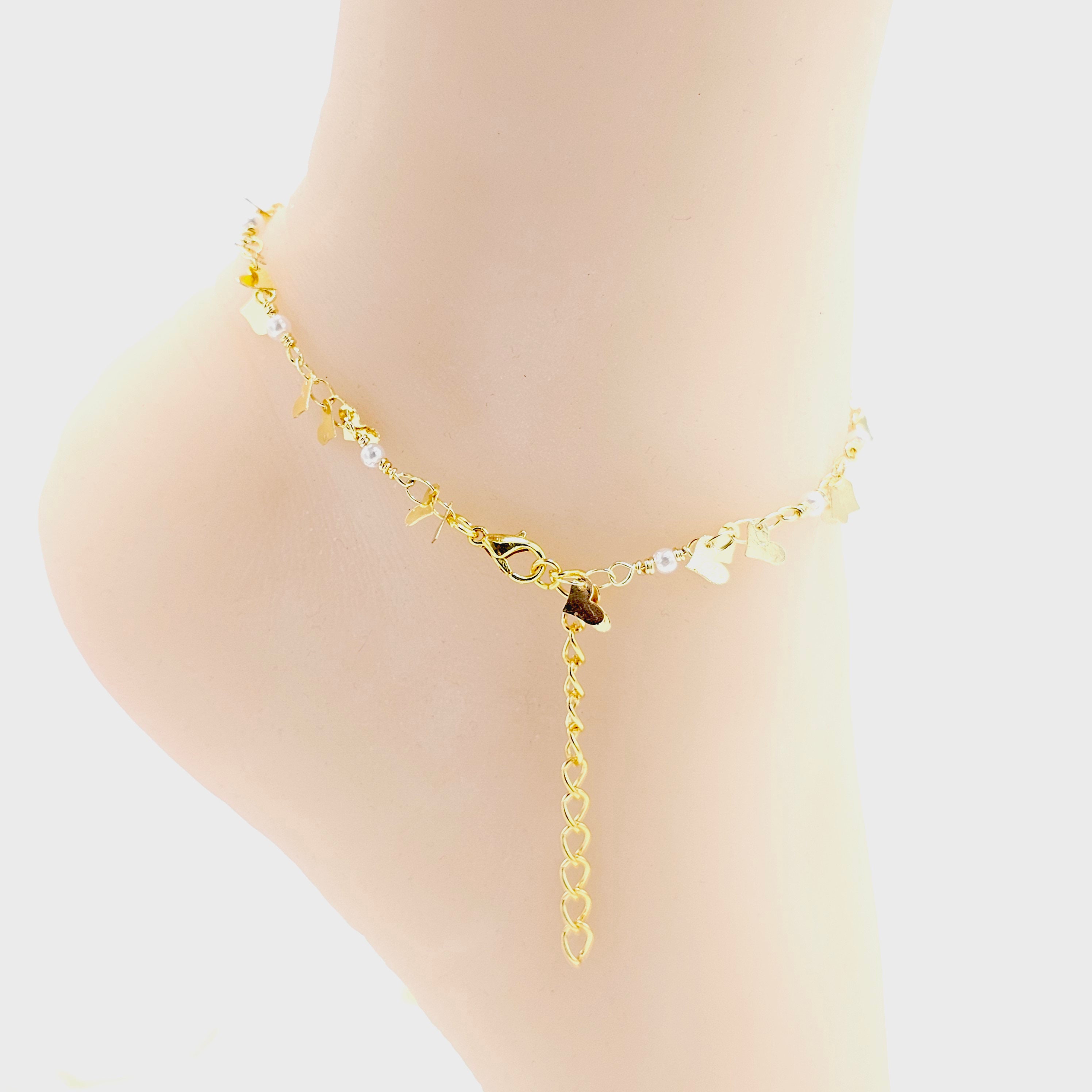 Gold Hotwife Anklet with Pearls and Hearts. Discreet HW for Hot Wife. Swinger Lifestyle photo