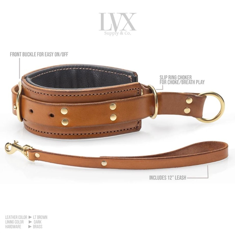 Padded Leather Choking Collar with Leash Image # 32242