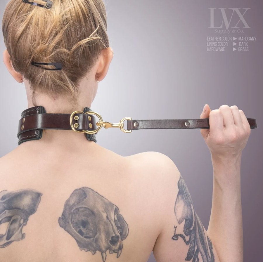 Padded Leather Choking Collar with Leash Image # 32243