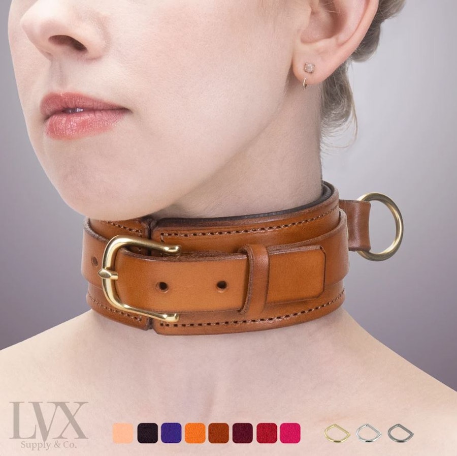 Padded Leather Choking Collar with Leash Image # 32244