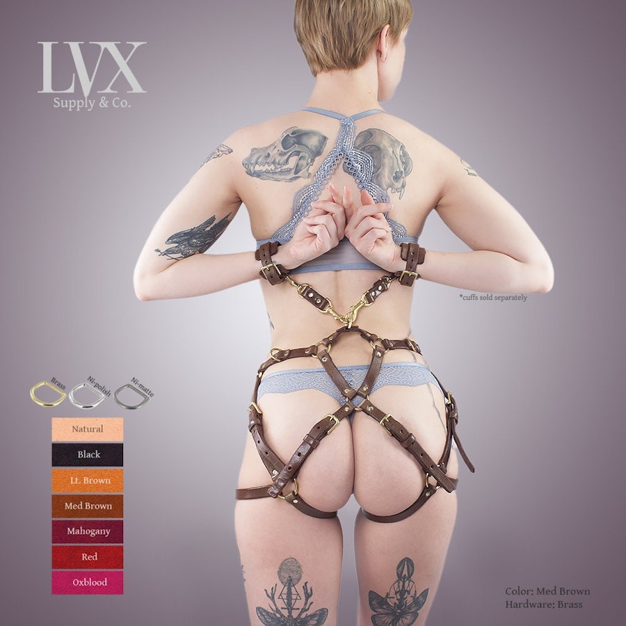 Leather Hip Harness BDSM Leg Thigh Harness DDLG FemDom Submissive Slave Restraints Fetish Wear Gear | Leather Bondage Harness by LVX Supply Image # 32276
