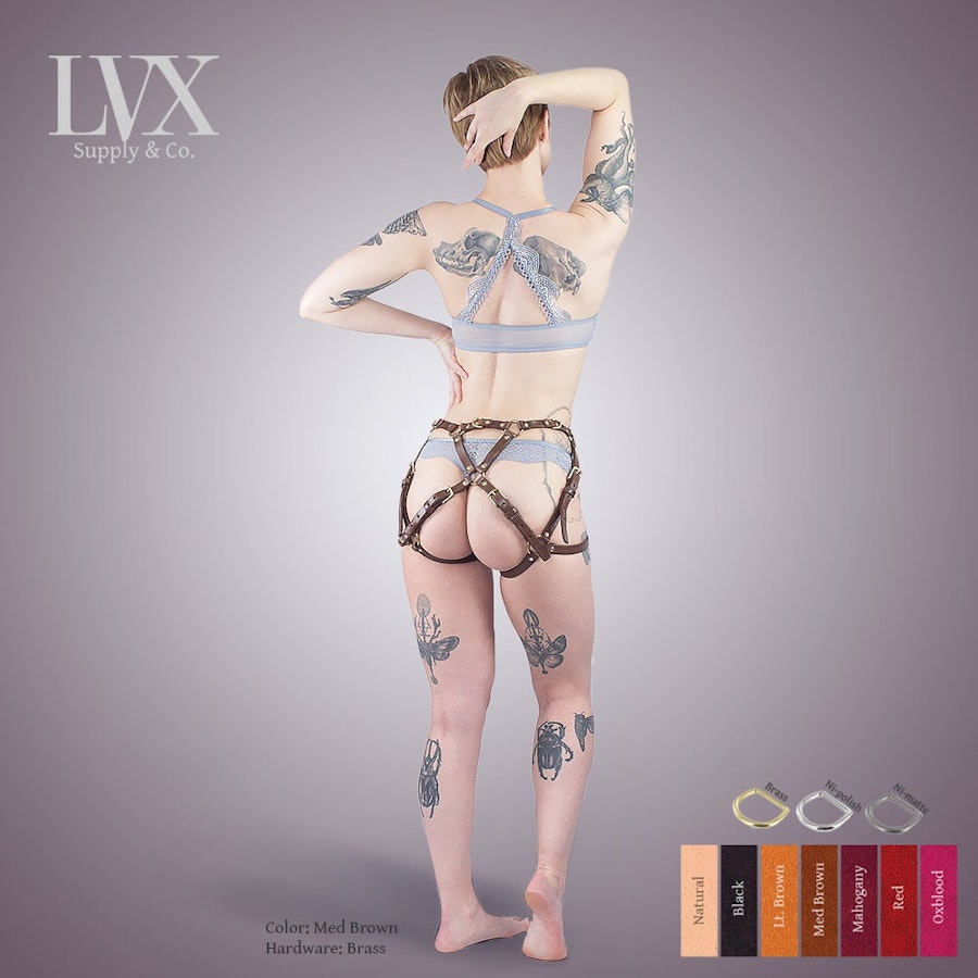 Leather Hip Harness BDSM Leg Thigh Harness DDLG FemDom Submissive Slave Restraints Fetish Wear Gear | Leather Bondage Harness by LVX Supply Image # 32278
