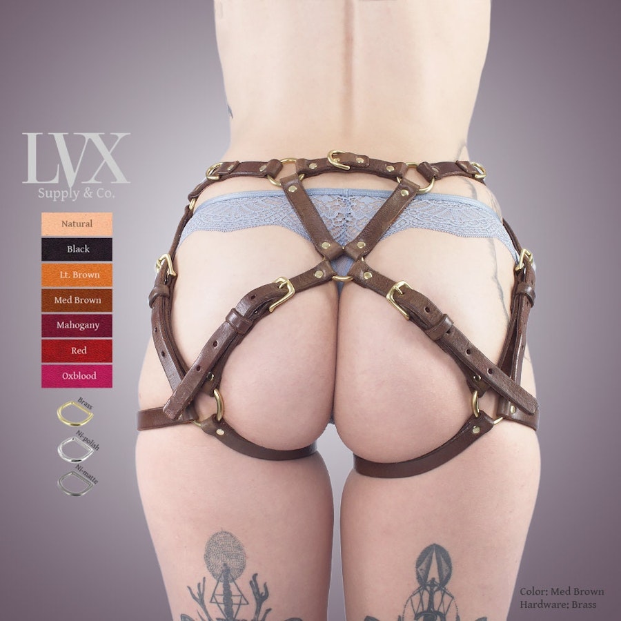 Leather Hip Harness BDSM Leg Thigh Harness DDLG FemDom Submissive Slave Restraints Fetish Wear Gear | Leather Bondage Harness by LVX Supply
