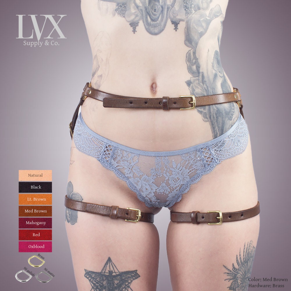 Leather Hip Harness BDSM Leg Thigh Harness DDLG FemDom Submissive Slave Restraints Fetish Wear Gear | Leather Bondage Harness by LVX Supply photo