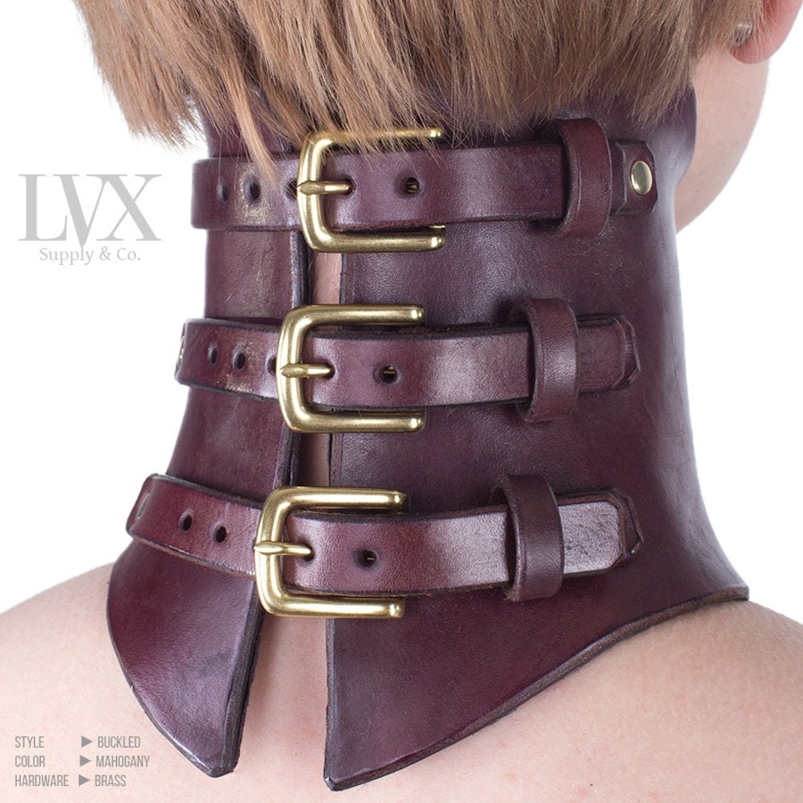 Molded Leather Posture Collar | Luxury Leather Choker for Men or Women | High Fashion Functional Posture Collar by LVX Supply Image # 32378