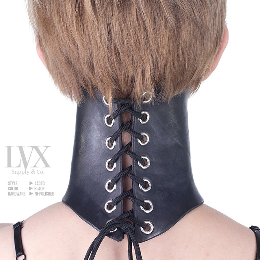 Molded Leather Posture Collar | Luxury Leather Choker for Men or Women | High Fashion Functional Posture Collar by LVX Supply Image # 32380