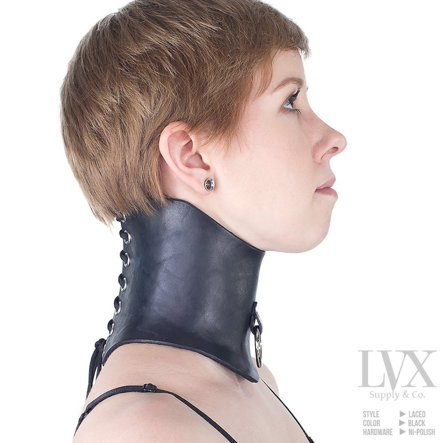 Molded Leather Posture Collar | Luxury Leather Choker for Men or Women | High Fashion Functional Posture Collar by LVX Supply Image # 32381