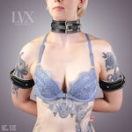 Leather Arm Harness & Collar | Padded Leather Bondage Harness | BDSM Cuffs Collar Wrist Arm Restraints Submissive DDlg Slave | LVX Supply Thumbnail # 32558