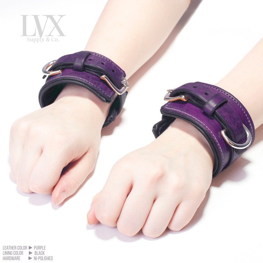 BDSM Cuffs | Padded Wrist Cuffs | Leather Bondage Handcuffs Ankle Cuffs | DDLG Femdom Submissive Slave Restraints | BDsM-gear by LVX Supply Image # 32296