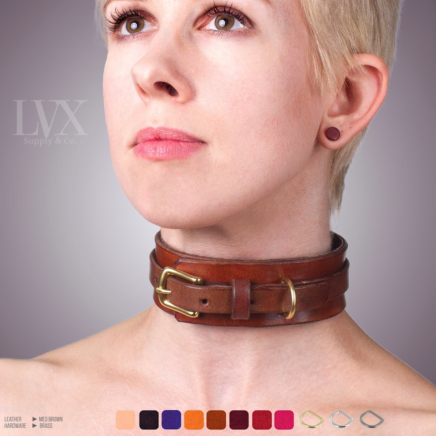 BDSM Collar | Suede Lined Leather Bondage Collar for DDLG Submissive Femdom Slave Pet Pony Play Fetish BDsM-Gear  | LVX Supply