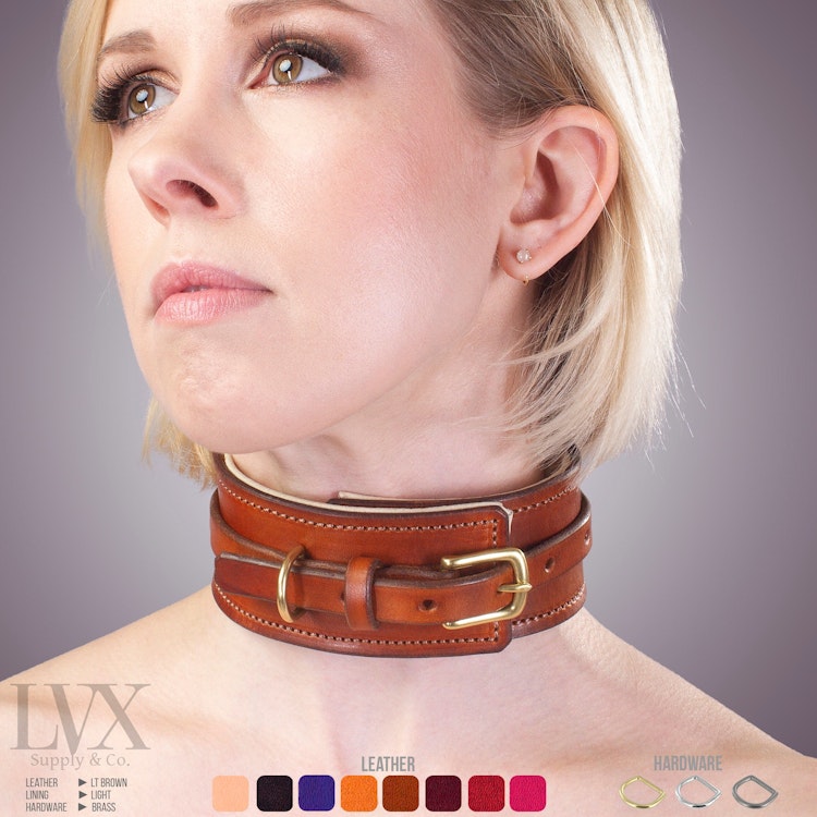 Padded Leather BDSM Collar | Leather Bondage Collar, DDLG Femdom Slave Pet Pony Play Fetish | BDsM-Gear for Women Submissive | LVX Supply photo