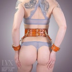 BDSM Waist Harness & Cuffs Set | Padded Leather Bondage Harness Belt and Handcuffs DDlg Femdom Submissive Slave Restraints | LVX Supply Thumbnail # 32531